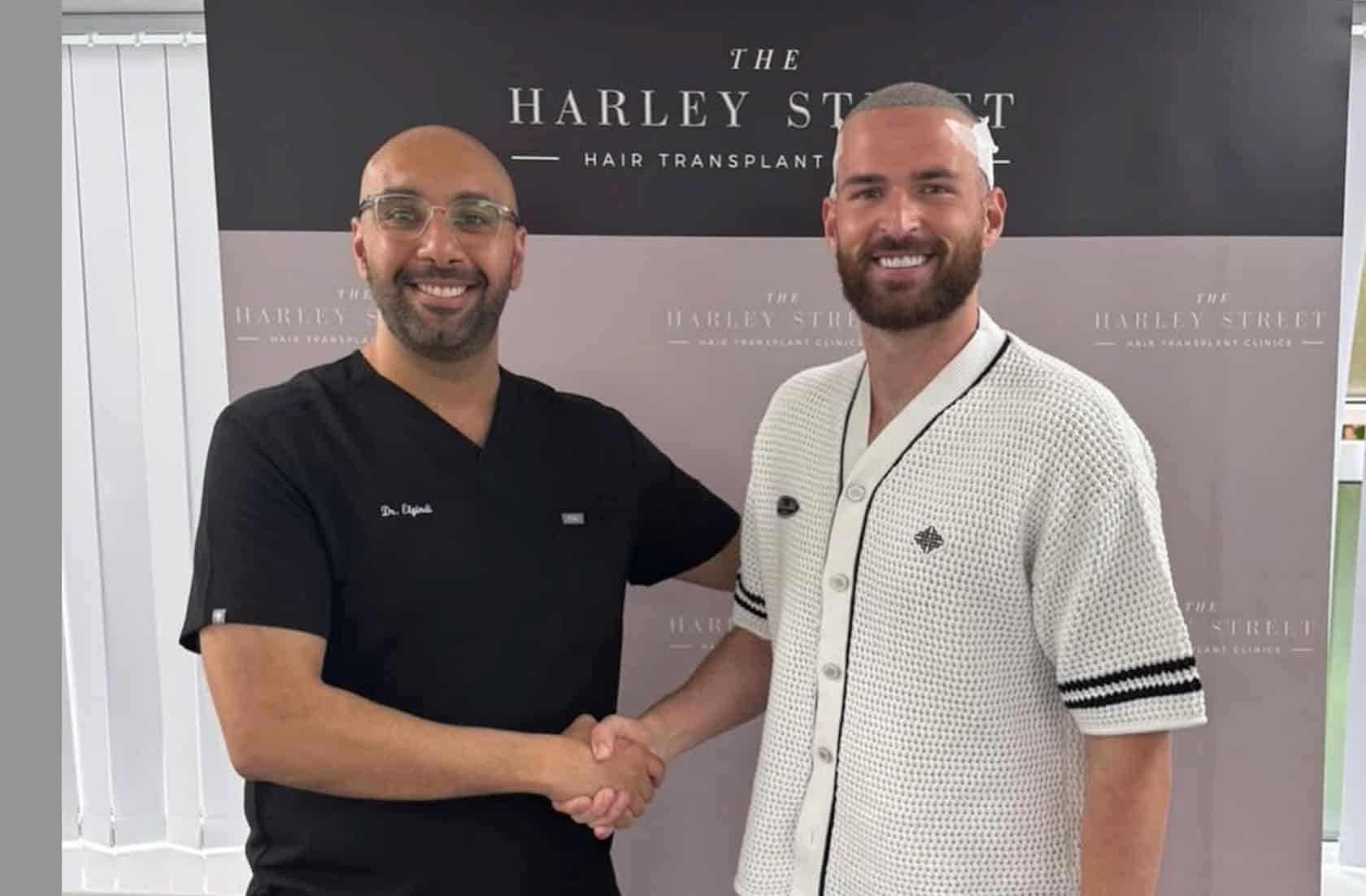 Ronnie Vint's Hair Transplant ronnie vint and dr elgindi after hair transplant at harley street hair transplant clinics